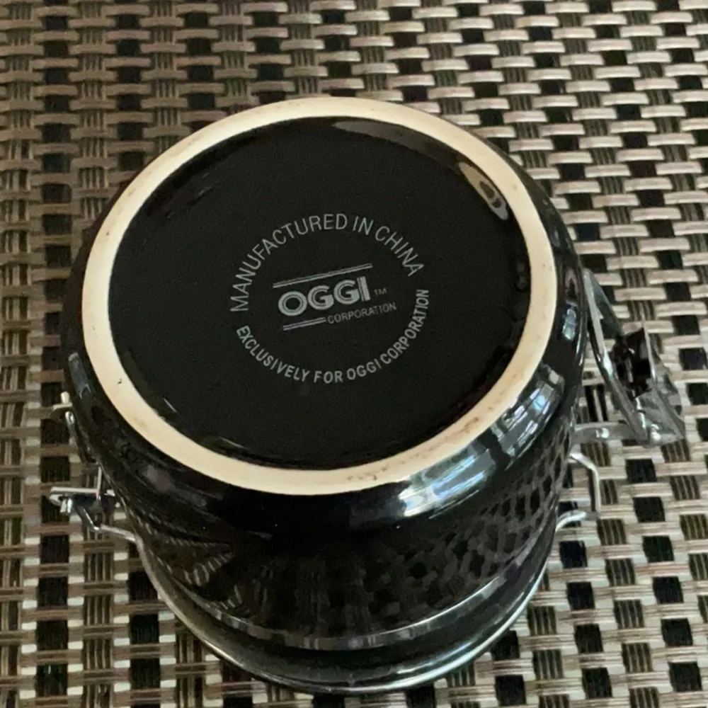 OGGI Black Ceramic Canister Knick Knack Trinket Sealed Container